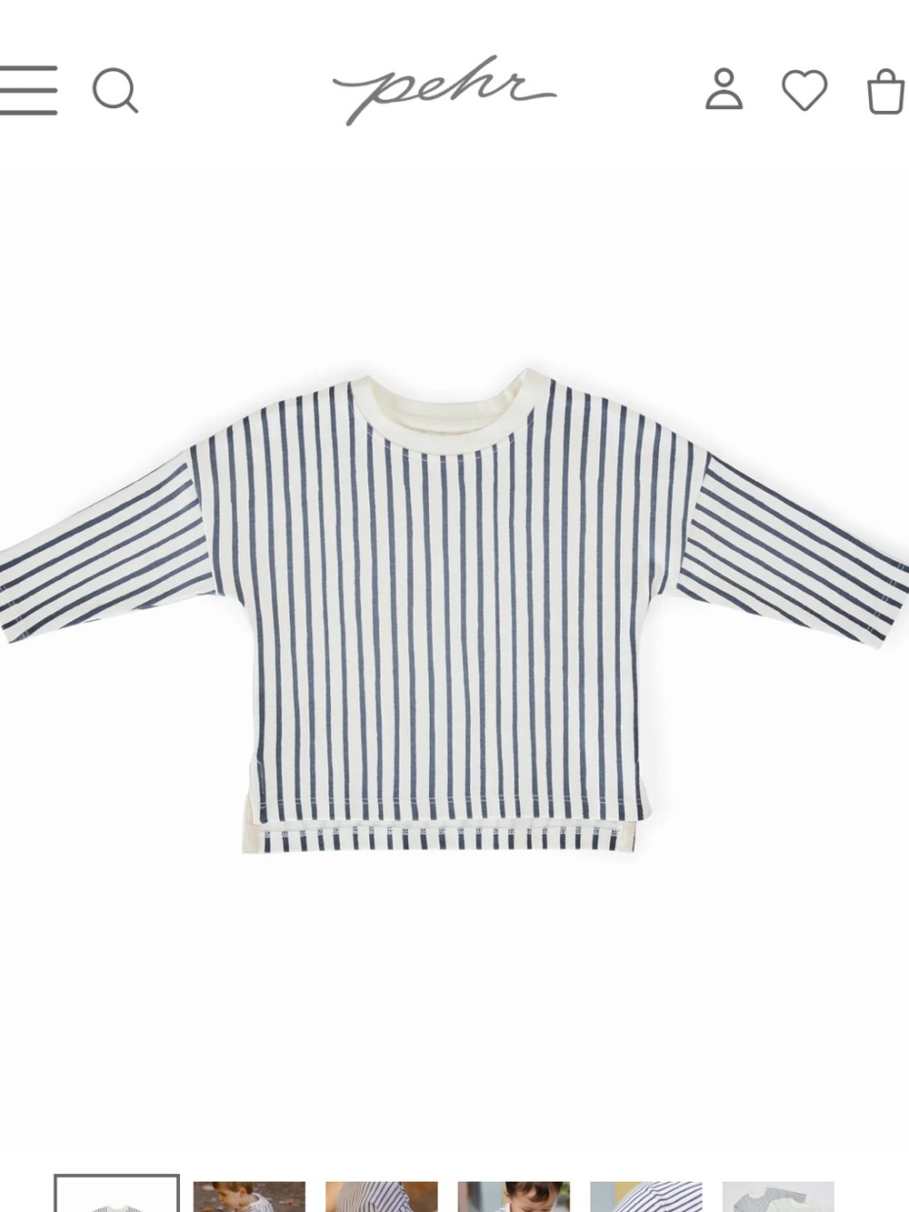 Dropped Shoulder Long Sleeve Top - Stripes Away Ink Blue